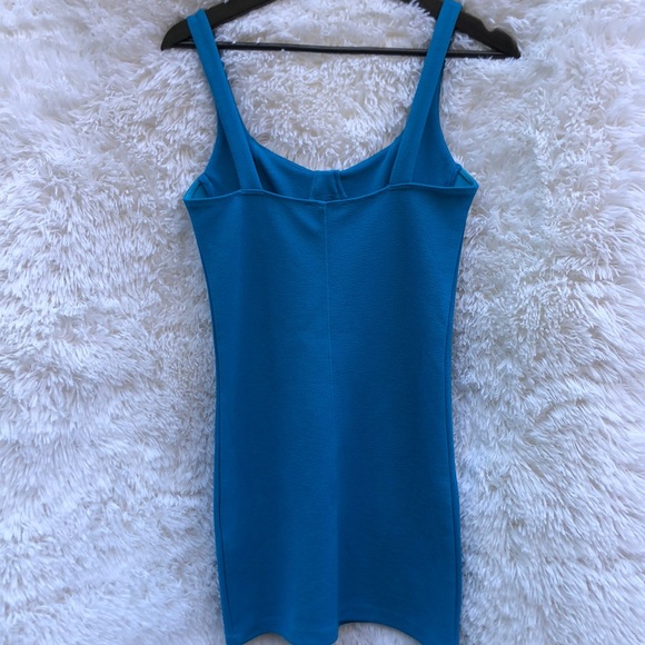 ZARA Corset Stitch Mini Bodycon Blue Dress - Picture 10 of 11